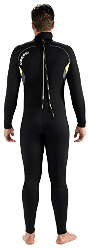Cressi Herren Tauchanzug Castoro 5 mm mit Rückenreißverschluss, Schwarz/Gelb/Grau, L, LR106404 - 1