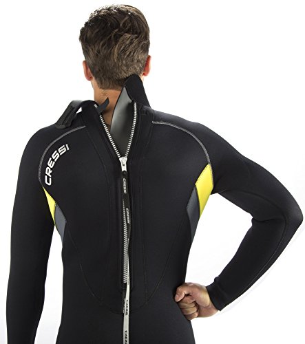 Cressi Herren Tauchanzug Castoro 5 mm mit Rückenreißverschluss, Schwarz/Gelb/Grau, L, LR106404 - 1