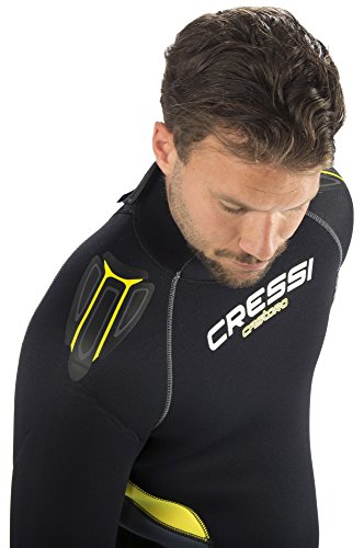 Cressi Herren Tauchanzug Castoro 5 mm mit Rückenreißverschluss, Schwarz/Gelb/Grau, L, LR106404 - 1